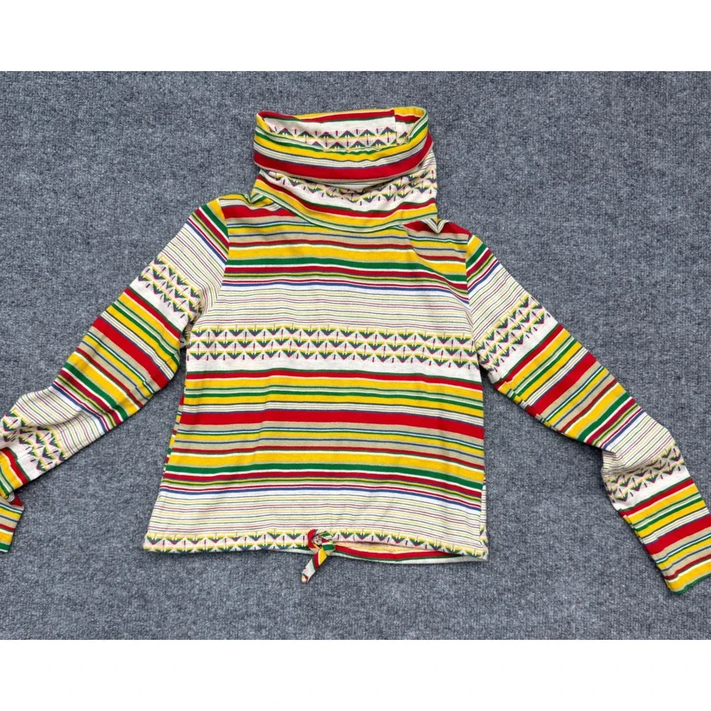 Vintage Sears Young Teen Striped Turtleneck Top‎ Kids Large 14 Red Yellow Green